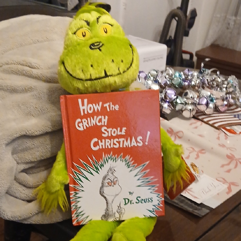 Green Grinch Plush with Book NWT